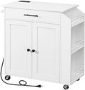 Storage Shelf Cart Kitchen Island with Power Outlet,Kitchen Storage Island with Spice Rack and Drawer,Rolling Kitchen Cart on Wheels Multifunction Trolley