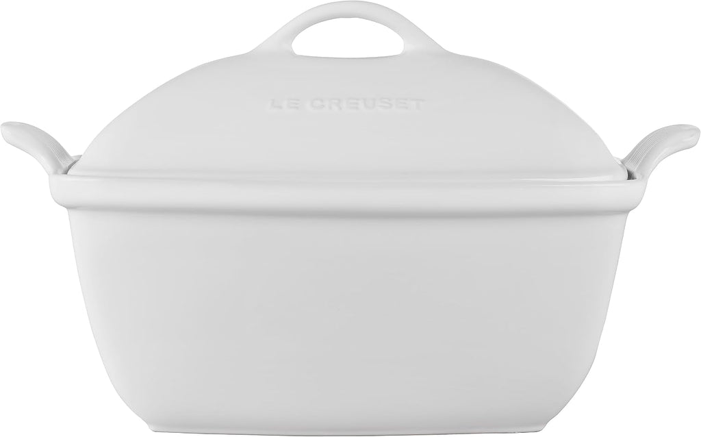 Le Creuset Heritage Stoneware Deep Baker with Lid, 4.5 qt., White