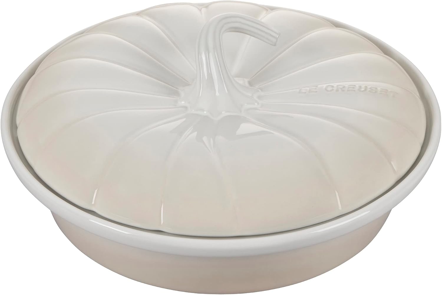 Le Creuset Stoneware Figural Pumpkin Baker with Lid, 9', Meringue