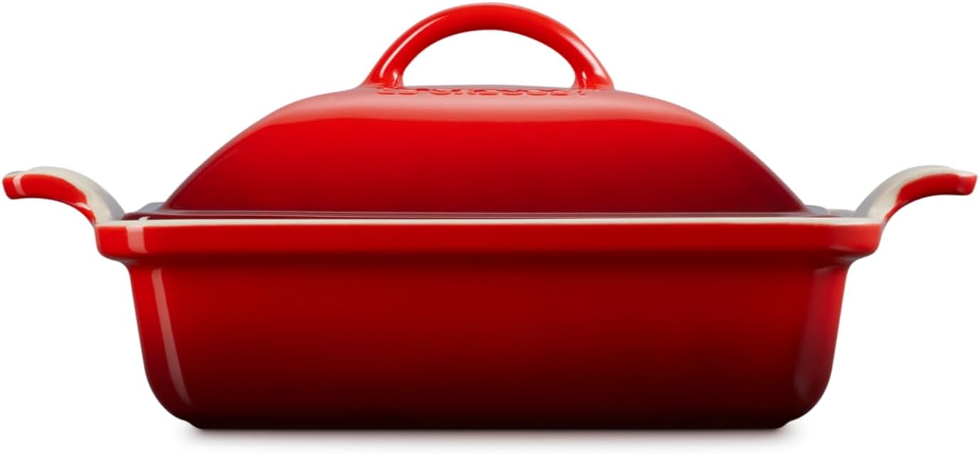Le Creuset Stoneware Heritage Shallow Square Casserole, 2qt. (9'), Cerise