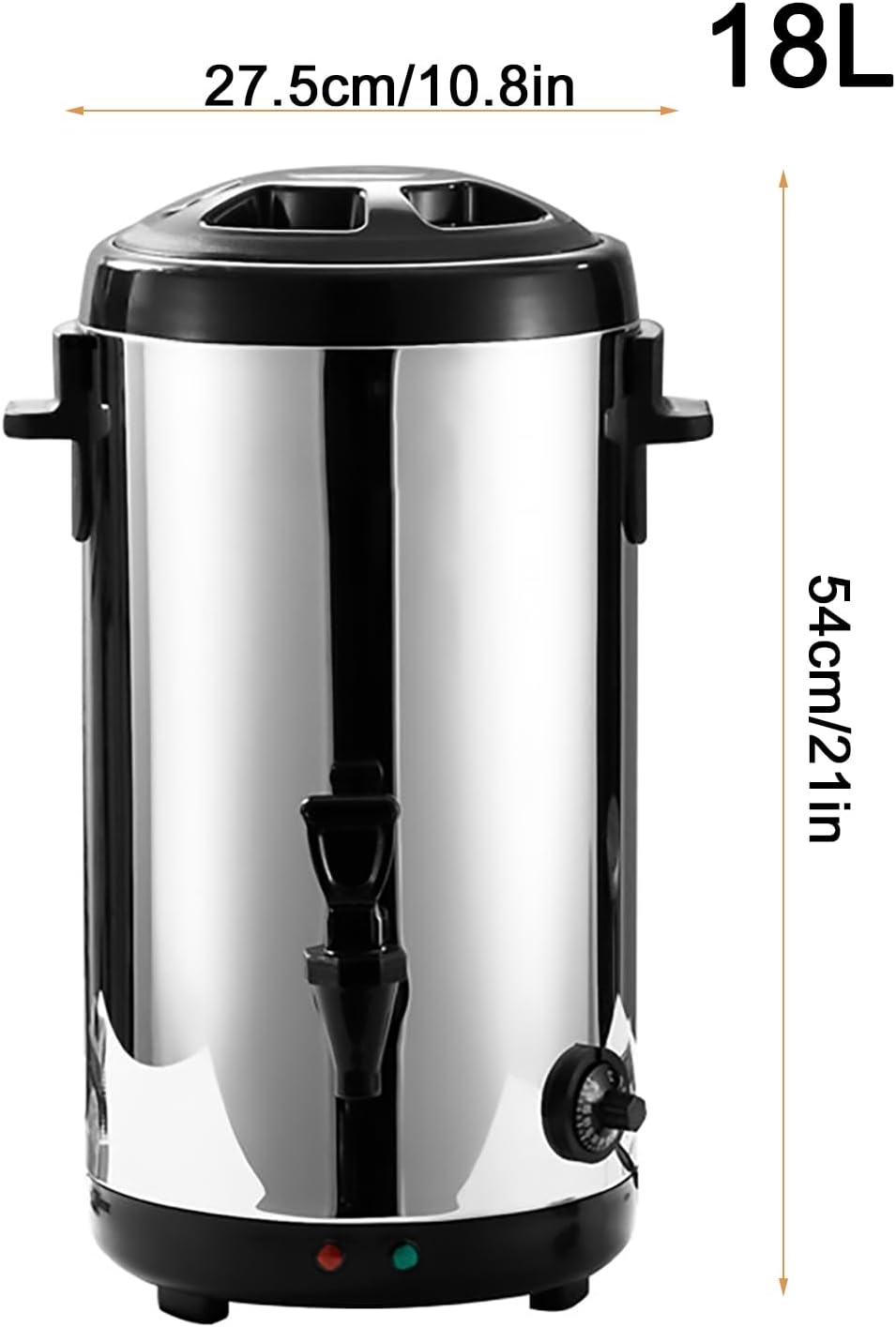 304 Stainless Steel Catering Urn, 8L/12L/16L/18L Hot Water Boiler Dispenser Heat Insulation Preservation Drink Commercial Milk Tea Dispenser Bucket for Cafe, Office, Home,18L