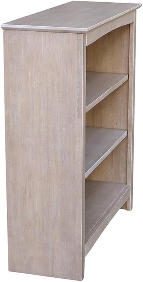 IC International Concepts, Shaker Solid Wood Bookcase, 2 Adjustable Shelves, Solid Real Wood, Sturdy Parawood, Spacious Dimensions 36'H x 28.85'W x 9.84'D, 40 LBS/ Shelf Capacity, Washed Gray Taupe