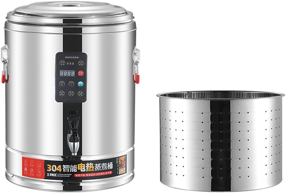 Stainless Steel Boiling Bucket, Hot Water Dispenser Electric Instant Coffee for Buffets Parties with Tap Adjustable Temperature Boiling Bucket,C,30L