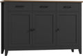 HORSTORS 47' Buffet Cabinet with Storage, Kitchen Buffet Table with Drawers, Modern Farmhouse Coffee Bar Storage Cabinet with Adjustable Shelf, Wood Sideboard for Dining Room, Kitchen, Entryway, Black