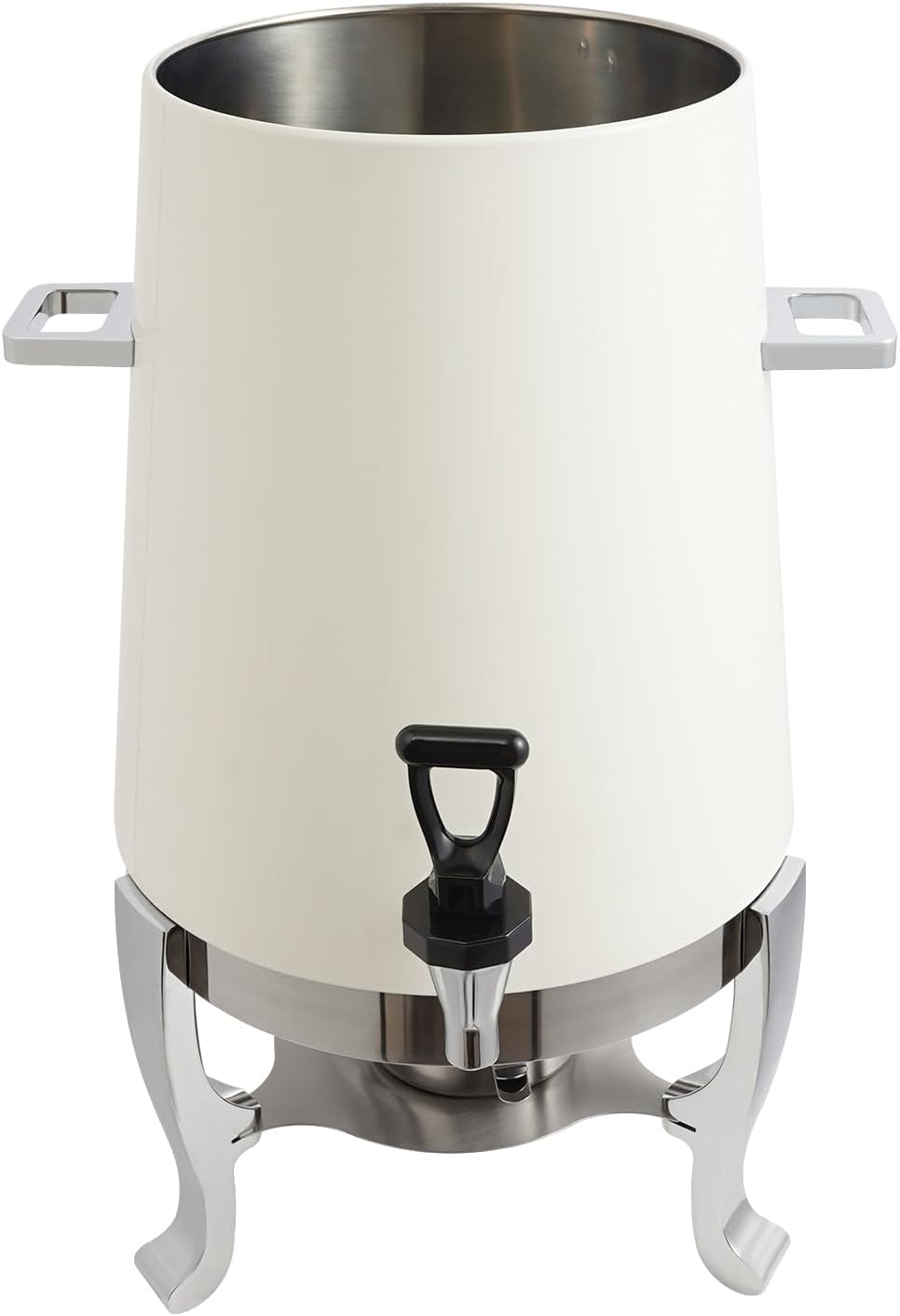 Coffee Urn With Fuel Holder, 3.5 Gallon/13L Stainless Steel Beverage Dispensers for Coffee Tea Hot Water, Hot Drink Dispenser with Stand, Chafer Urn with Spigot for Parties Catering,White