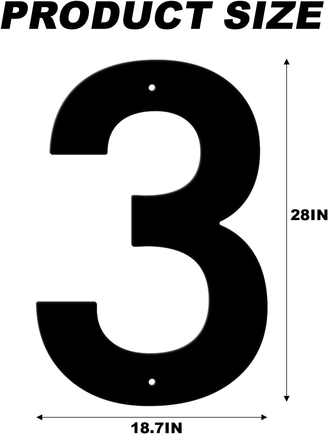 28 Inch House Numbers for Outside, Metal Address Numbers for Home Door，Suitable for Outdoor Signage，Mailbox Letters, Courtyard Address Alphabet Decorations(28', Number 3)