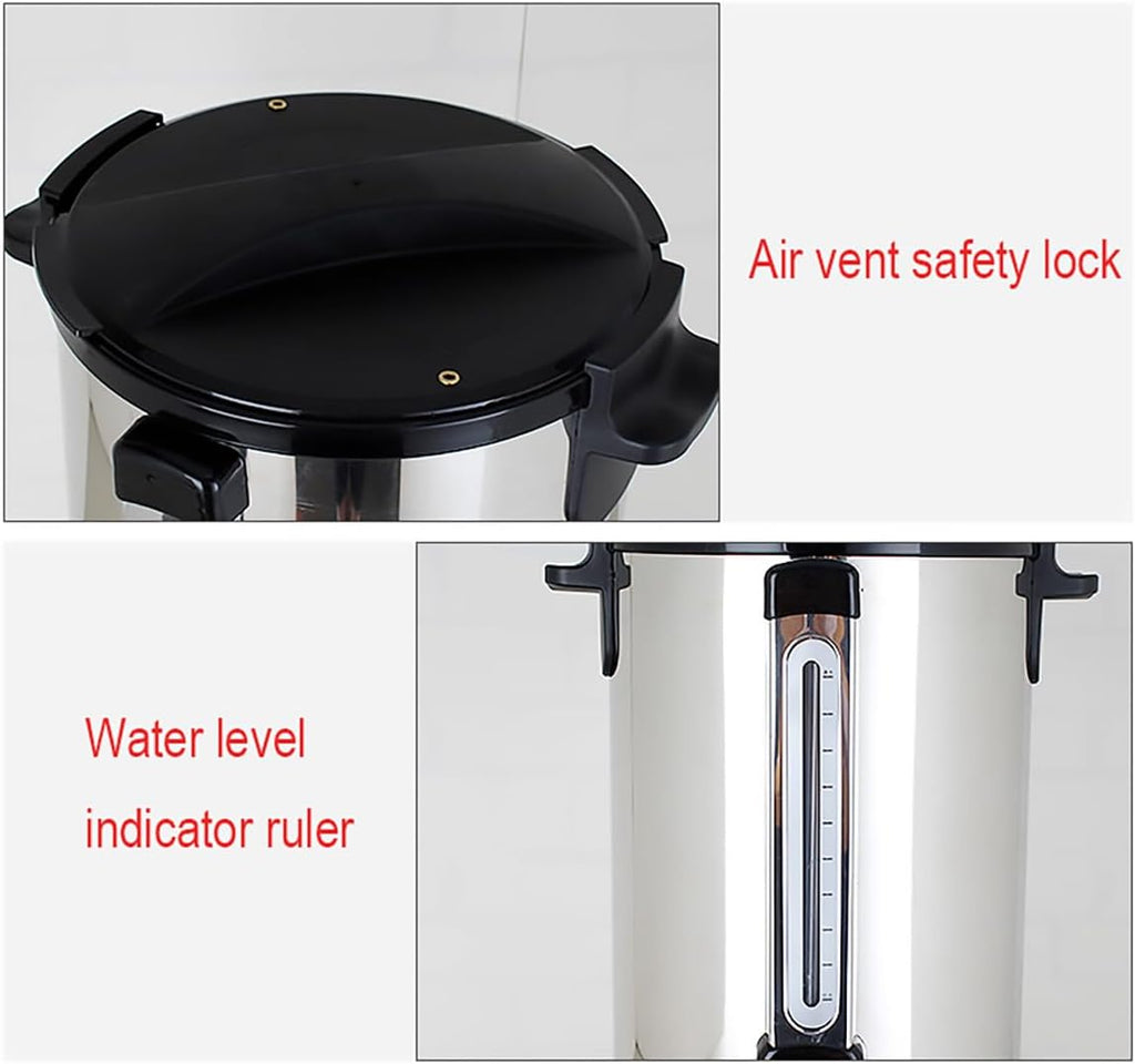 Insulated Beverage Dispenser for Catering, Stainless Steel Large Hot Water Boiler Urn with Faucet, 30-110°C Temperature Control for Home Party Office Cafe,15L