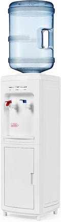 GOFLAME Water Cooler Dispenser Top Loading, Water Dispenser with Hot & Cold Water, Storage Cabinet, Child Safety Lock, Holds 3-5 Gallon Bottles for Home Office Dorm