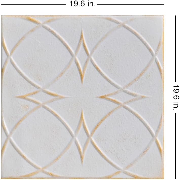 À LA MAISON CEILINGS R82 Circles and Stars Foam Glue-up Ceiling Tile (128 sq. ft./Case) Pack of 48 White Washed Gold