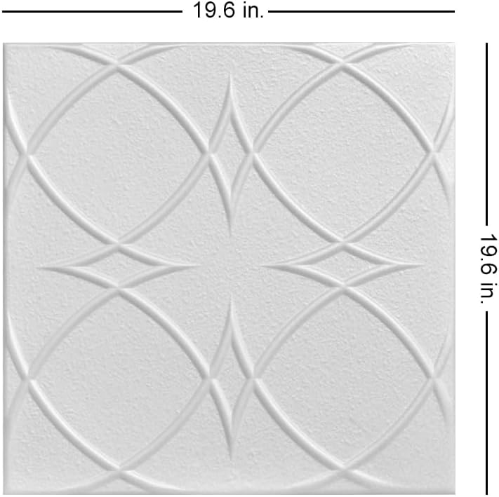 À LA MAISON CEILINGS R82 Circles and Stars Foam Glue-up Ceiling Tile (768 sq. ft./Case), Pack of 288, Plain White
