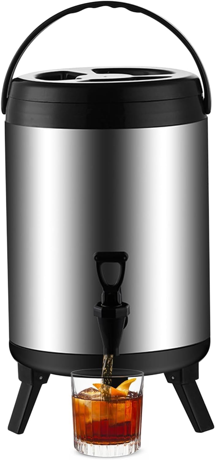 Catering Urn, Stainless Steel Catering Urn Hot Water Dispenser With Faucet - 6L/8L/10L Insulated Milk Tea Barrel For Hot Water And Beverage(10l)