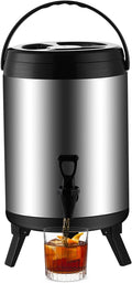 Catering Urn, Stainless Steel Catering Urn Hot Water Dispenser With Faucet - 6L/8L/10L Insulated Milk Tea Barrel For Hot Water And Beverage(10l)