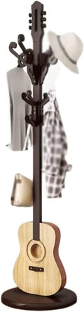 Freestanding Stand Standing Coat Rack with 12 Hooks and Round Base Guitar Shape Coat Stand Easy Install Coat Tree Floor Coat Stand