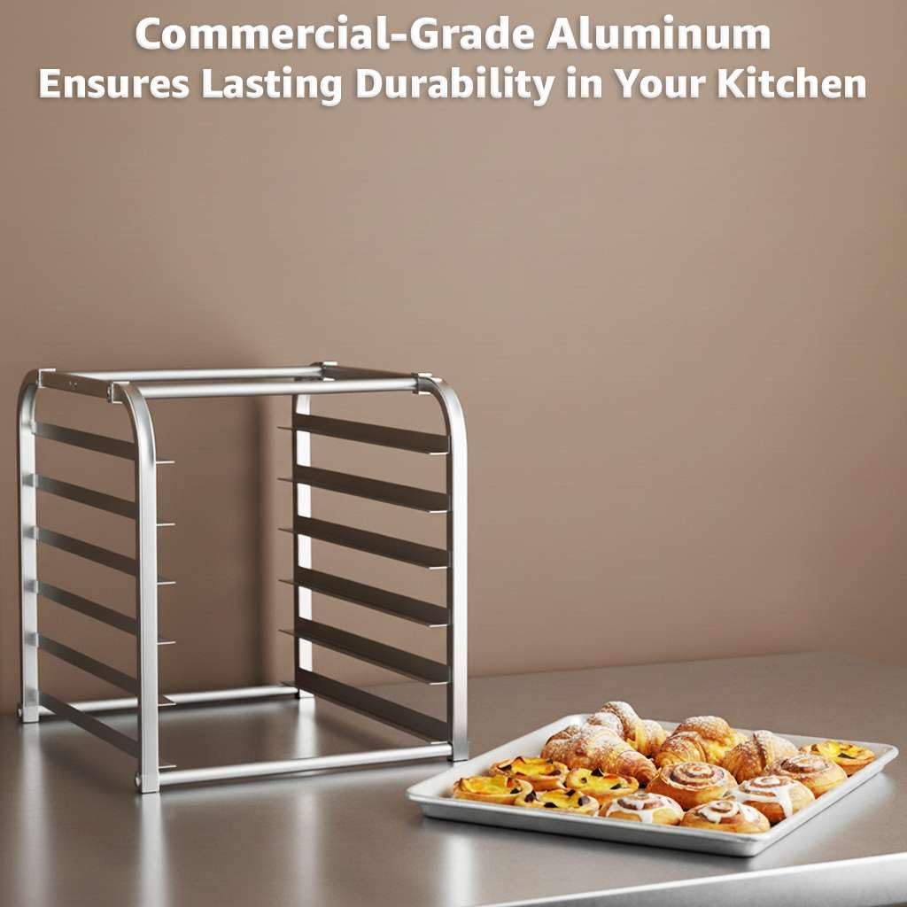 6 Pan Aluminum Bun Pan Rack - Commercial Full Size Sheet Pan Cooling Rack for Bakery NSF