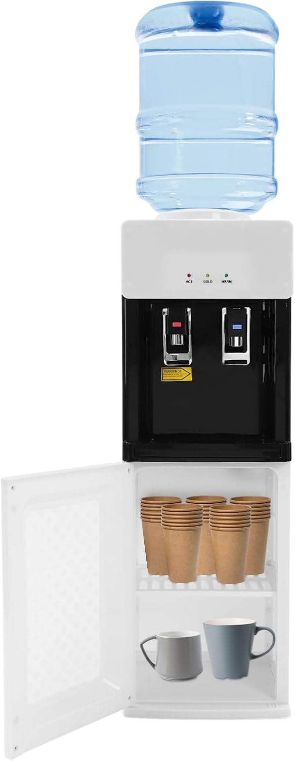 Standing Hot & Cold Water Cooler Dispenser, 5Gal Top Loading Electric Heater/Cooler with Child Lock for Home, Office, Gym, Kitchen
