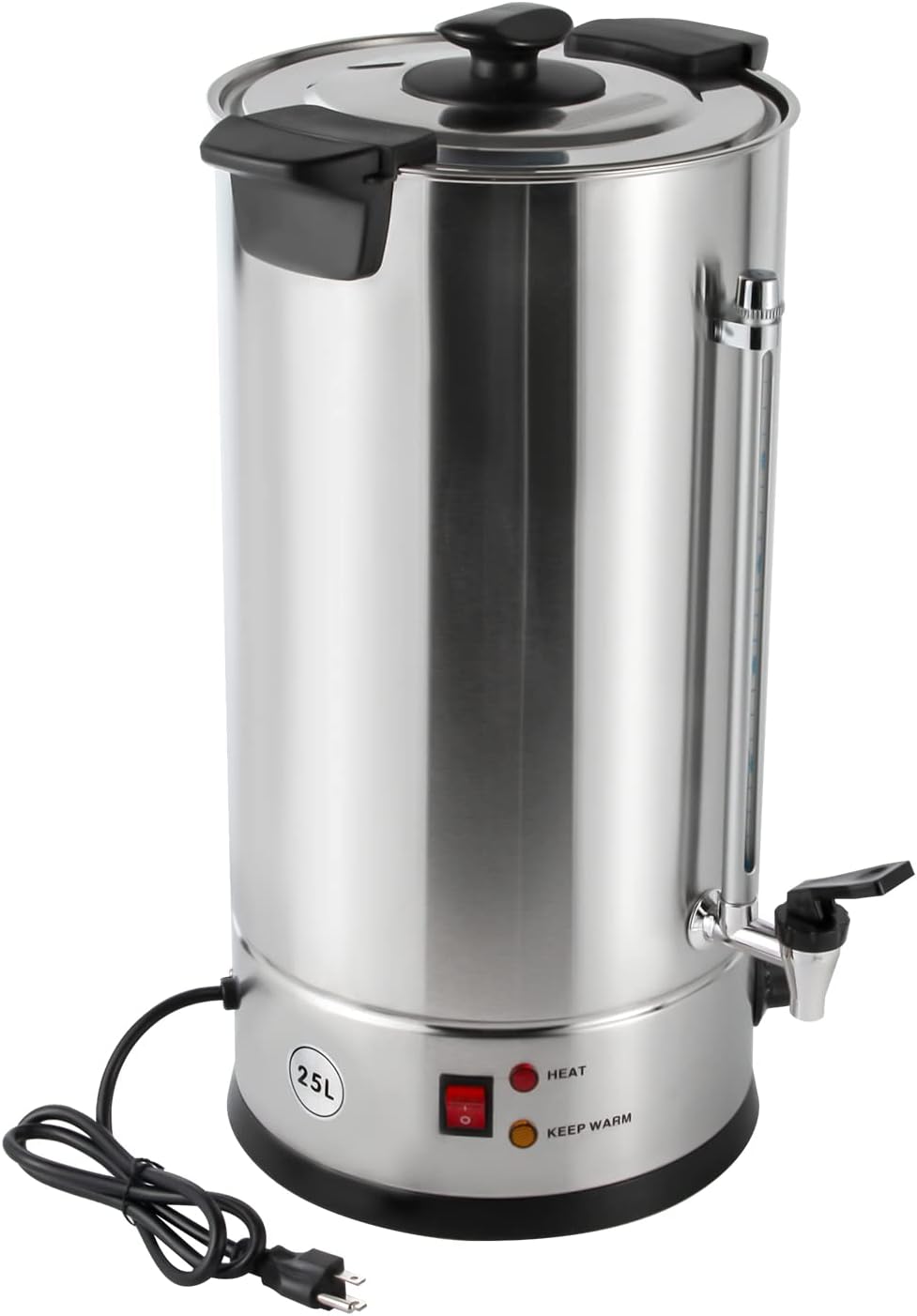 25L/6.6gal Commercial Coffee Urn Grade Stainless Steel Electric Tea Kettle Hot Water Boiler Commercial Catering Hot Water Kettle Electric Coffee Urn for Home Party Office 150 Cups
