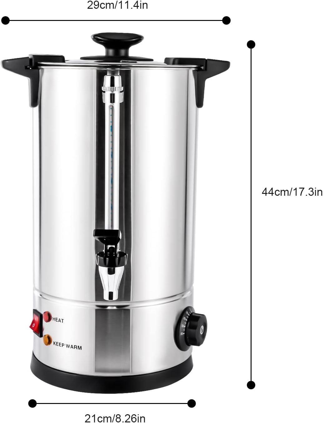 Stainless Steel Electric Coffee Urn, Commercial Coffee Maker and Hot Water Dispenser for Home, Cafes, Buffets, Offices, Hotels, Adjustable 30-110°C