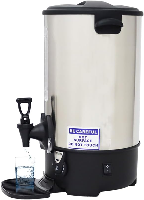 110V Stainless Steel Large Capacity Hot Coffee and Tea Dispenser with Independent Filter Commercial Electric Water Boiler Office Kitchen Electric Kettle 15.4L