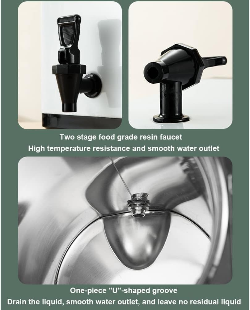 Double-Layer Insulation Barrel, 304 Stainless Steel Hot Water Tea Urn With Faucet, Square Beverage Dispenser For Parties Offices Hotels, 6L-12L (Size : 8L)