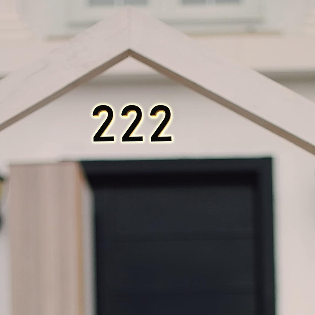 Modern Illuminated Address Numbers, 14' Backlit Floating LED House Number For Outside, Stainless Steel Light Up Home Address Number With Nail Kit,9