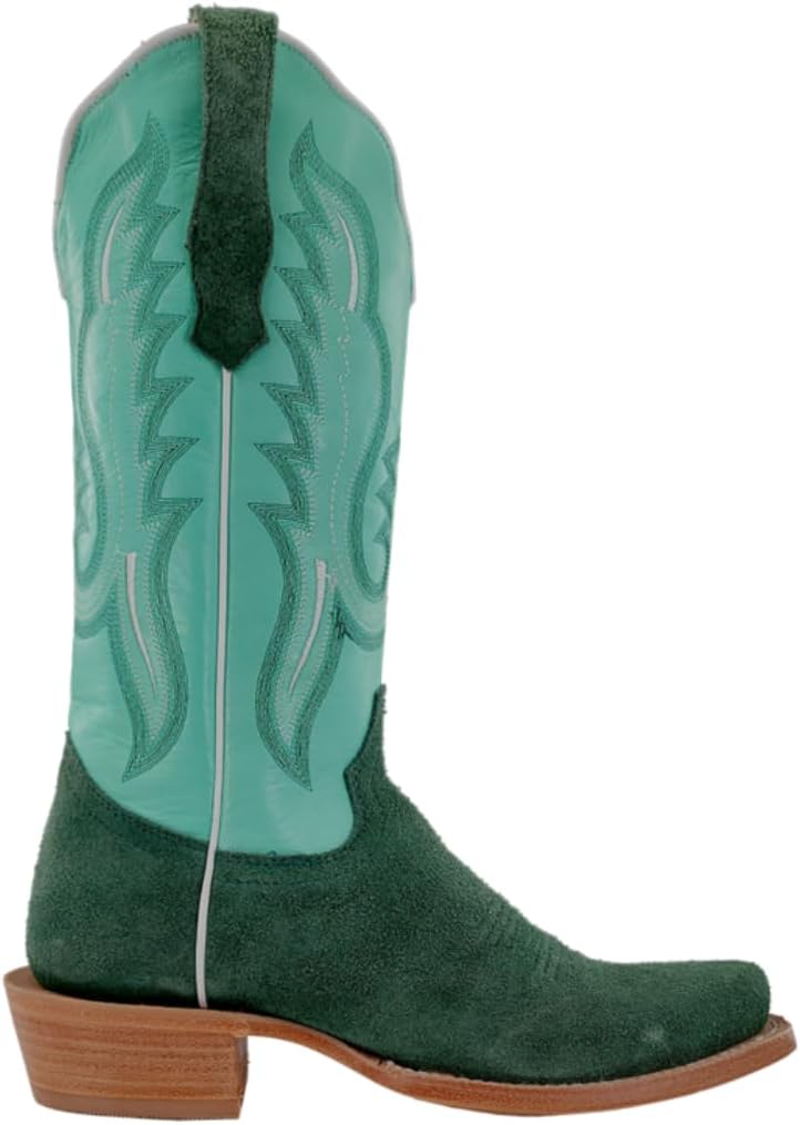 R. Watson Boots Womens Roughout Narrow Square Toe Cowboy Heel Leather Boot
