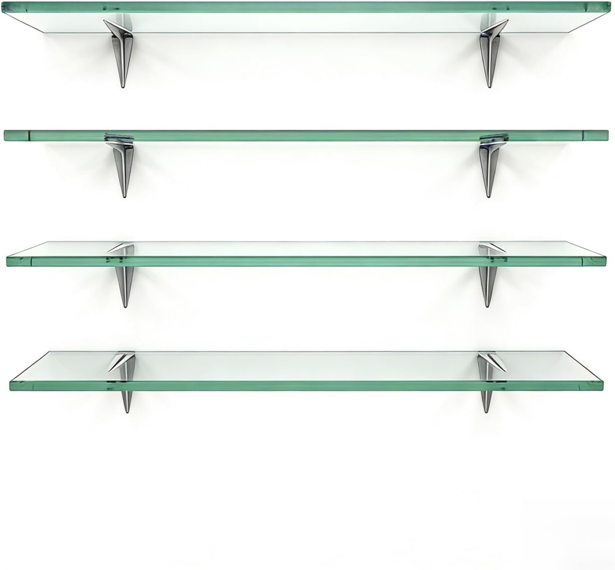 Floating Shelves - Pack of 5 Tempered Glass Shelves, 12' W x 48' L, 3/16' Thick, Polished Edges-– Rectangular Replacement Shelves for Cabinets, Display Cases & Retail Fixtures
