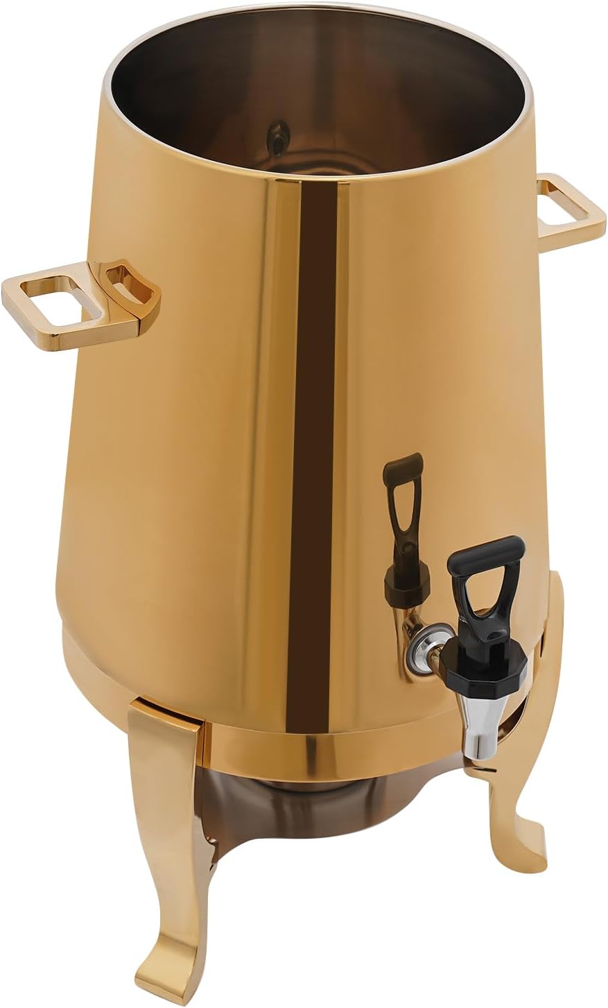 3.5 Gallon Stainless Steel Hot Beverage Dispenser - Coffee Urn Chafer w/Dual Heating (Electric & Fuel Tray) for Milk, Tea, Water, Juice - Ideal for Parties, Events, Buffet Catering