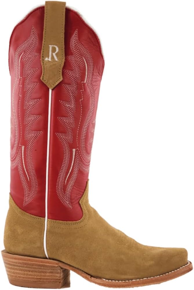 R. Watson Boots Womens Roughout Narrow Square Toe Cowboy Heel Leather Boot