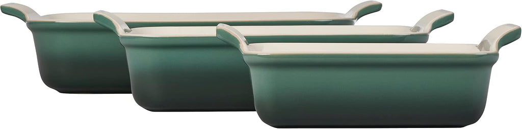 Le Creuset Stoneware Heritage 3-Piece Rectangular Baking Dish Set, Artichaut