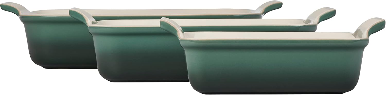 Le Creuset Stoneware Heritage 3-Piece Rectangular Baking Dish Set, Artichaut