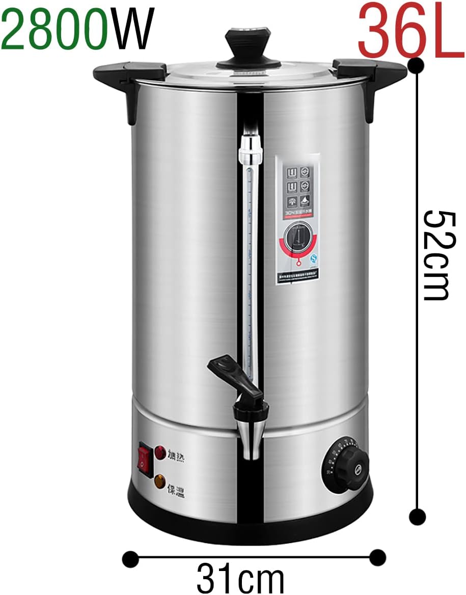 Commercial Catering Boiler, Electric Hot Water Boiler Dispenser, Boiling Water Bucket, 30-110°C Temperature Control Knob, for Brewing/Buffet,36L