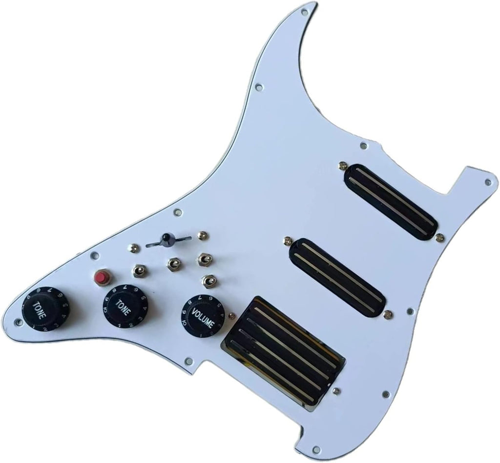 TSTS HSS Prewired Loaded Left Handed Guitar Pickguard Set Multifunction Black Mini Humbucker Pickups Prewired Pickup Pickguard