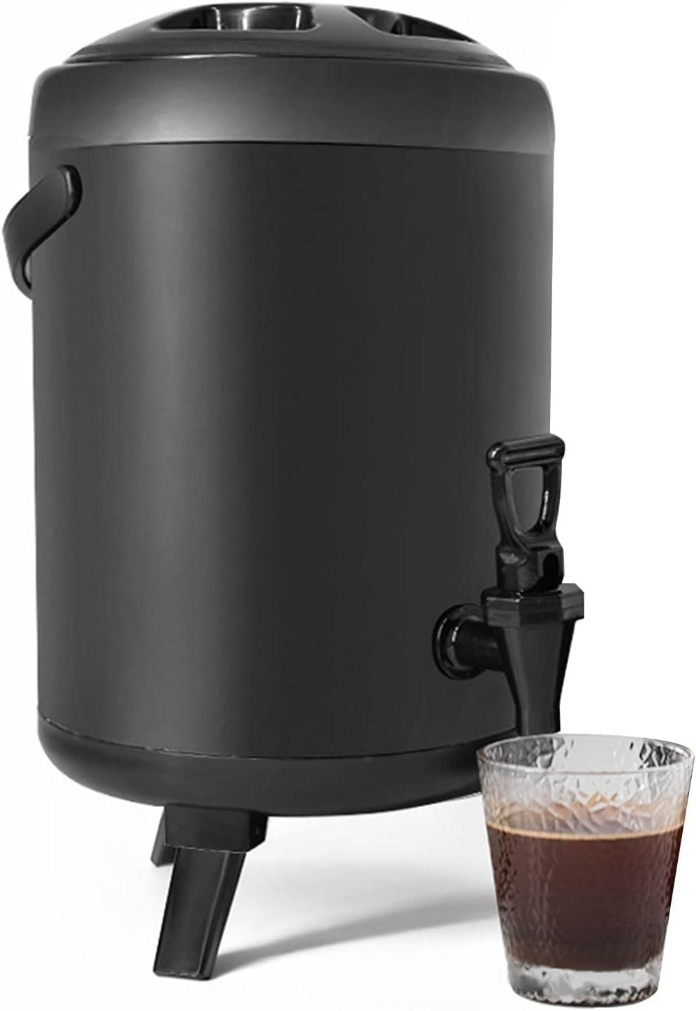 hot Water urn, Insulated Beverage Dispenser with Stainless Steel Insulated Double Wall Matte Surface Black for Coffee Tea Milk Soup Family Party Cafe Buffet(10L)