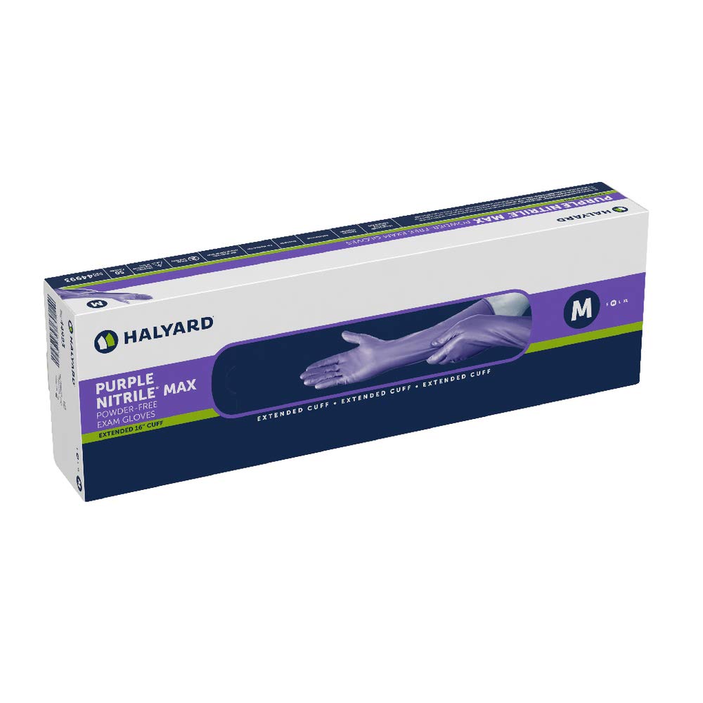 HALYARD PURPLE NITRILE* Exam Gloves, Powder-Free, Extended 16' Cuff, 11 mil, Medium, 44993 (Case of 400)