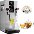 12L Commercial Electric Milk Frother 2500W Steam Milk Foam Maker with Led Display, Multi-Purpose Hot Water Dispenser for Espresso, Coffee, Milk Tea - White-Black,Grey,Grey