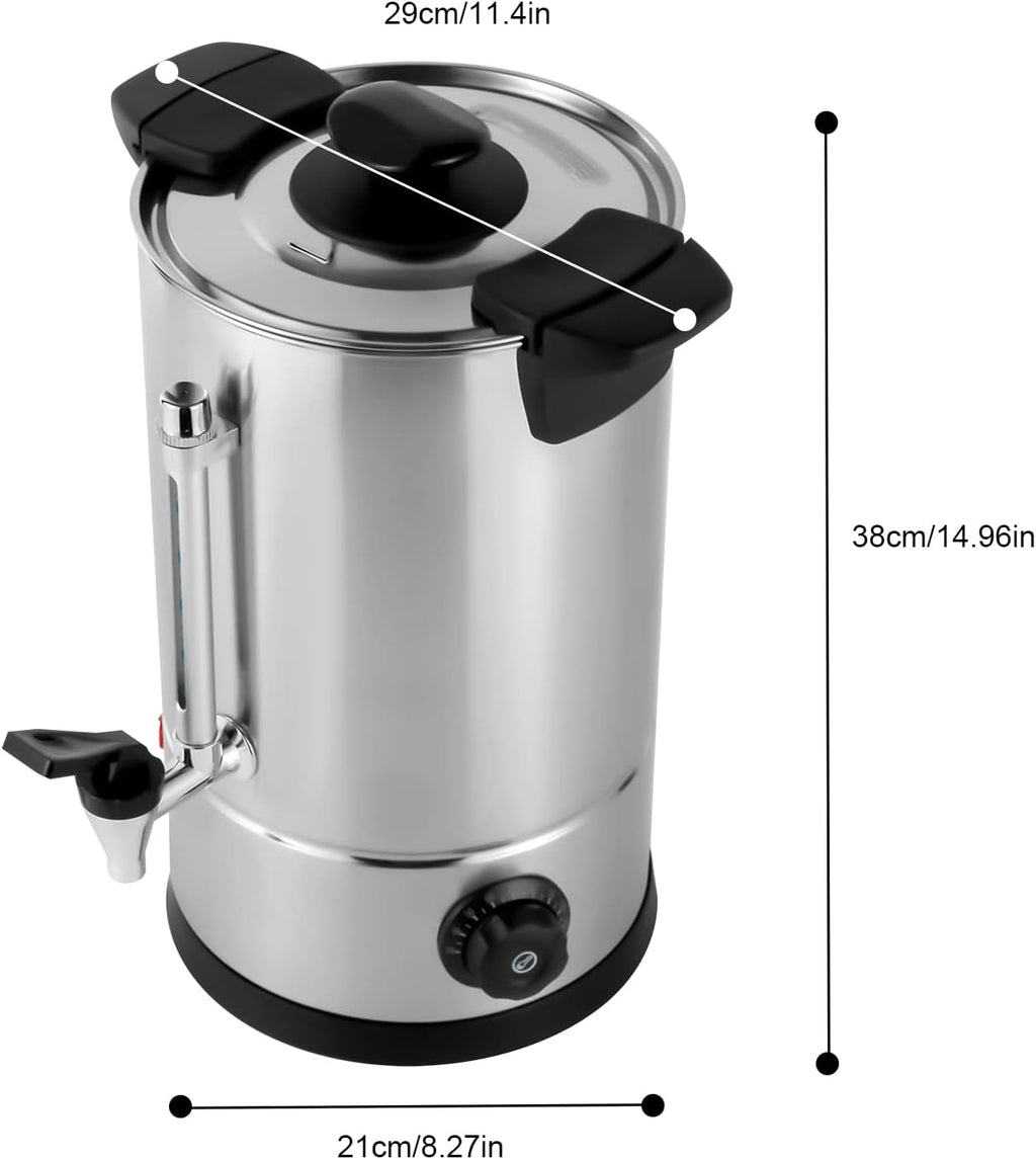8L Commercial Coffee Urn Stainless Steel Large Coffee Maker with Thermostat, Hot Water Dispenser with Faucet, Percolator Electric Brewer for Office, Party, Wedding, Catering Use