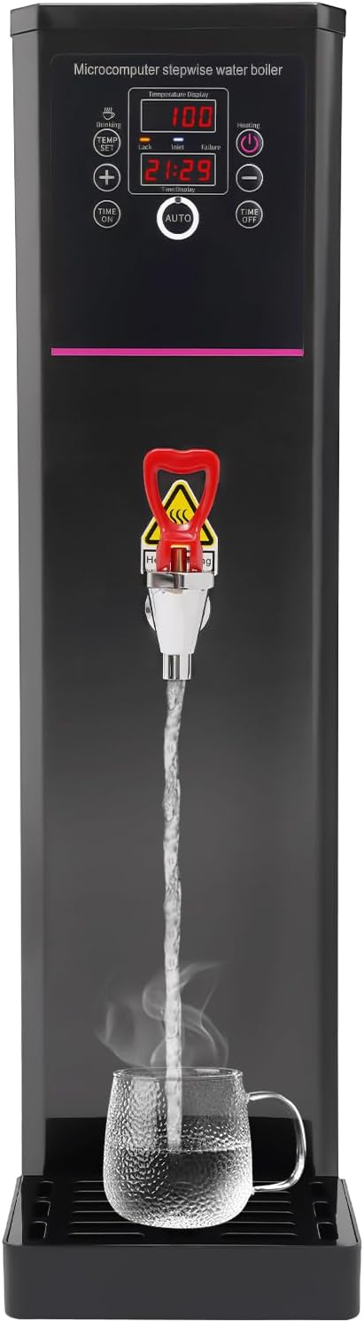 Commercial Water Dispenser,20L/5.28Gal Step-Heating Electric Water Boiler Hot Water Machine with Drip Tray,Large Instant Hot Water Dispenser for Homes Caterers Restaurants Offices (Black)