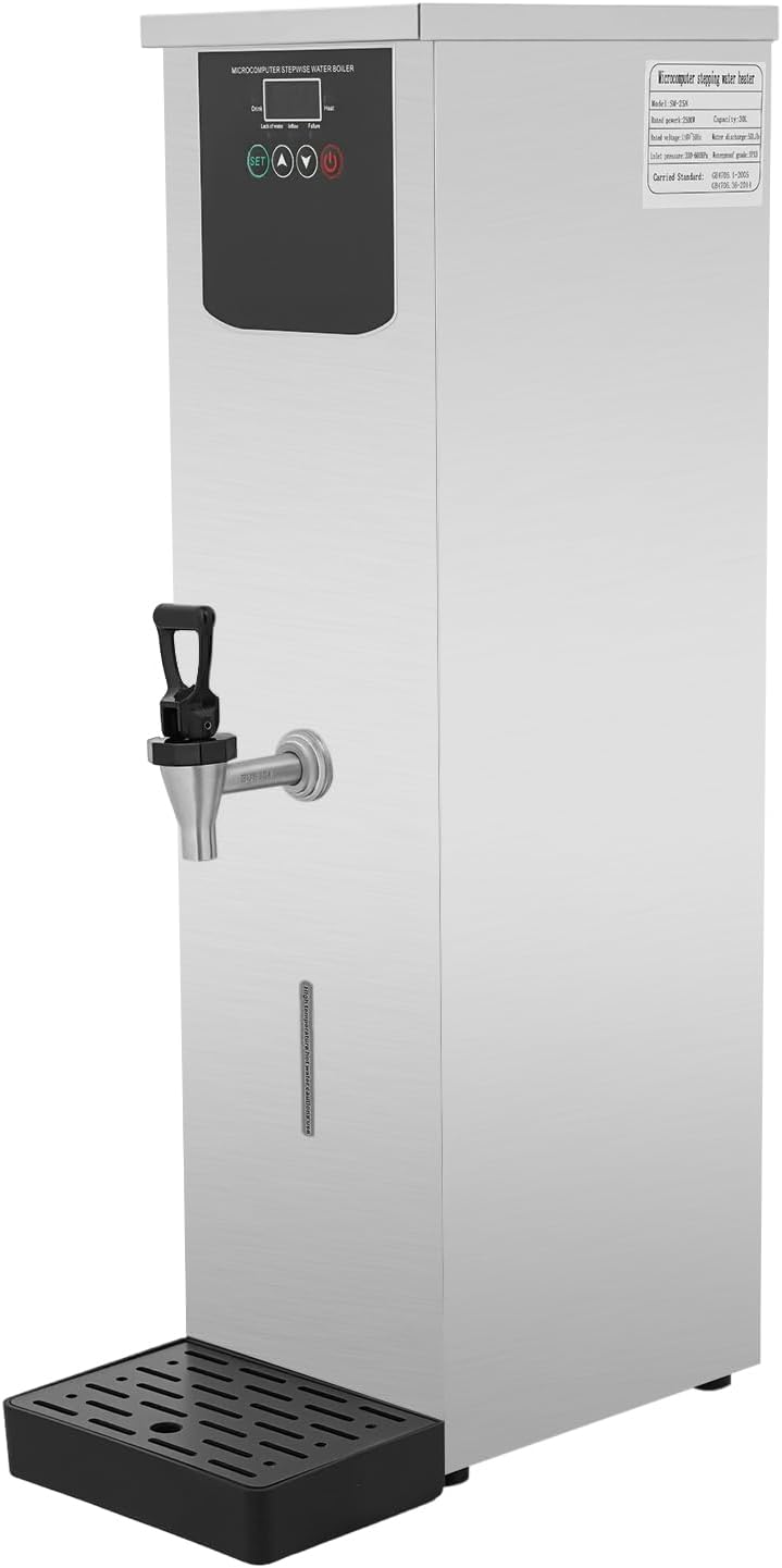 DYNAMI Electric Water Boiler and Dispenser,3000W 30L/7.9Gal Commercial Hot Water Dispenser,304 Stainless Steel Liner,LED Display,Automatic Heating 86-206.6 ℉W/Timer,for Tea Coffee Restaurant Office