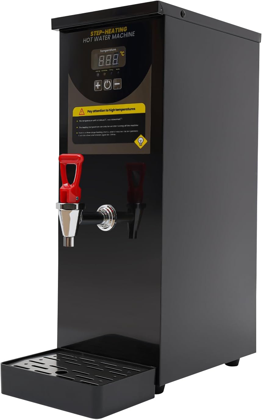Commercial Water Boiler 8L Stainless Steel Electric Dispenser 2000W Step-Heating Commercial Hot Water Dispenser for Tea Coffee Restaurant Hotel Office Black