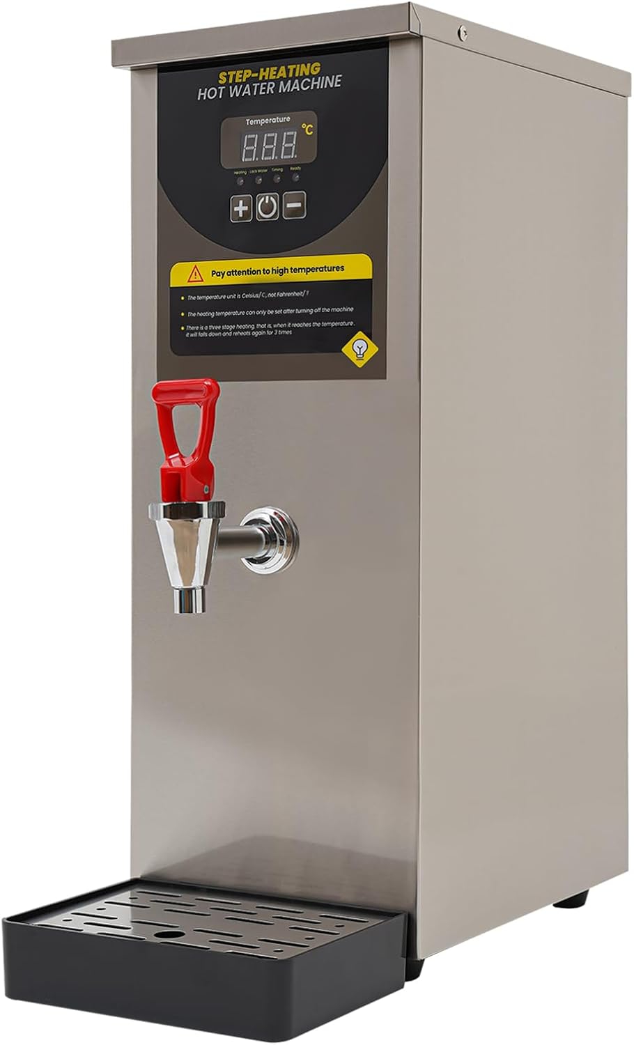 CNCEST Water Boiler, Electric Water Boiler, Step-Heating Commercial Hot Water Dispenser (Silver-8L)
