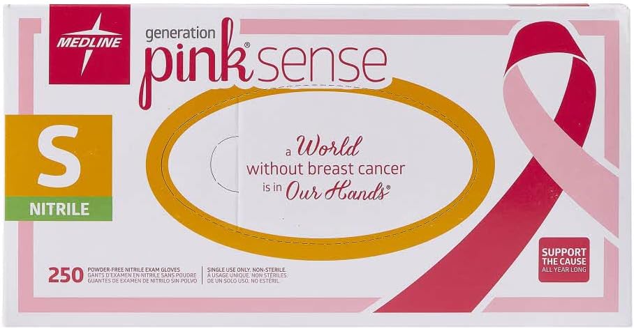 Medline Generation Pink Sense Exam Gloves, Powder Free, Nitrile