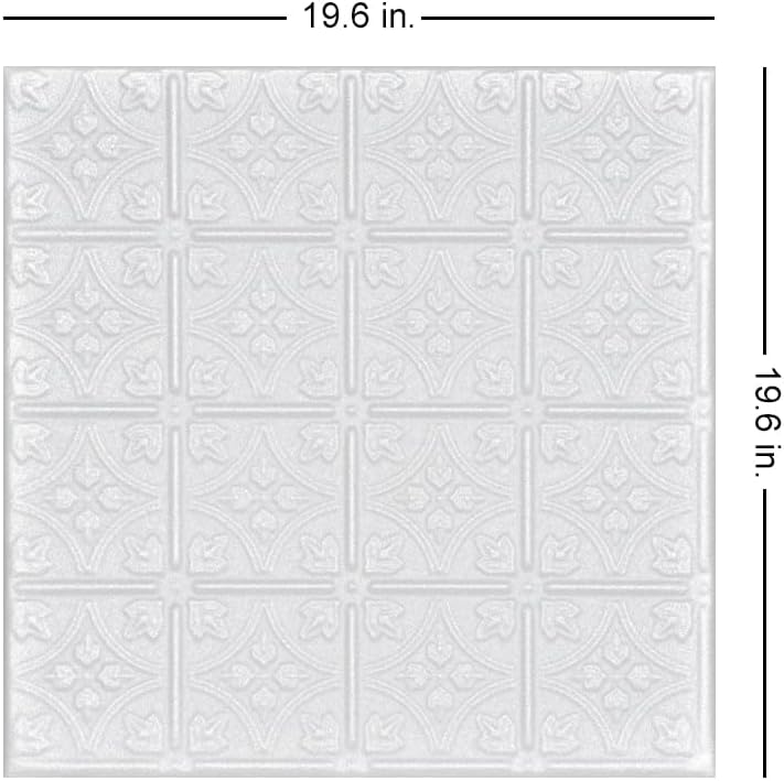 À LA MAISON CEILINGS R125 Emma's Flowers Foam Glue-Up Ceiling Tile (768 Sq. Ft./Case), Pack of 288, Plain White