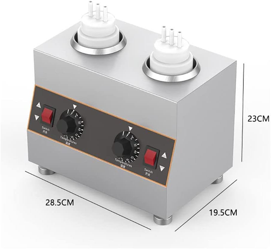 Commercial Electric Warmer, Electric Chocolate Cheese Warmer, 2 Bottles, Soy Sauce Warmer, Stainless Steel Body with Temperature Adjustment,2BottlesSauceWarmer