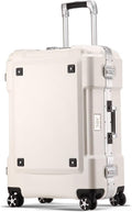 TOWINE Travel Suitcases with Wheels Luggage Aluminum Frame Trolley Case Trolley Case Travel Case Stylish Simple Luggage Boarding Case with Water Cup Holder (Color : White, Size : 24inch)