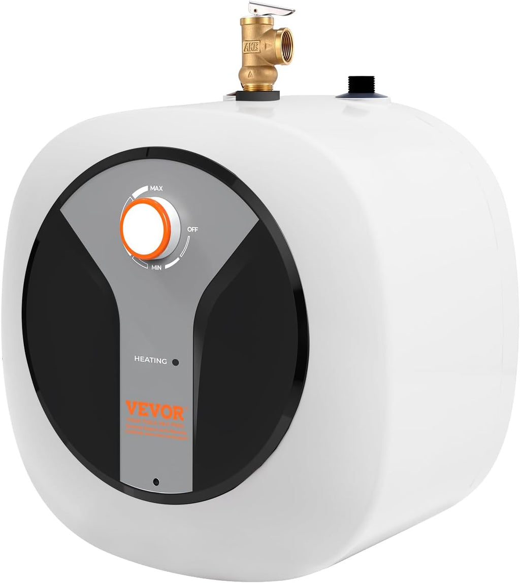 VEVOR Electric Mini-Tank Water Heater 8-Gallon Tank, 1440W Hot Water Boiler Storage, Safety Temperature Pressure Valve Easy Install, for Kichen Bathroom Restaurant, Shelf Wall Floor Mounted