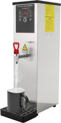 15L Silver Electric Water Boiler, 110V Commercial Hot Water Dispenser w/Timer, Stainless Steel Tea Urn Warmer, 1500W Catering Kettle for Office Kitchen, Adjustable Temp Thermo Pot, Spigot Tap