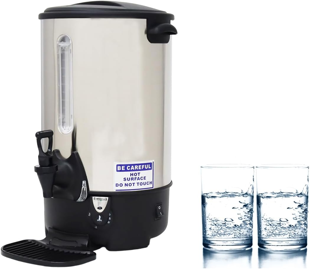 110V Stainless Steel Large Capacity Hot Coffee and Tea Dispenser with Independent Filter Commercial Electric Water Boiler Office Kitchen Electric Kettle 9.7L