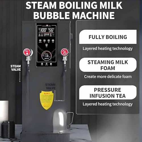 12L Commercial Electric Milk Frother 2500W Steam Milk Foam Maker with Led Display, Multi-Purpose Hot Water Dispenser for Espresso, Coffee, Milk Tea - White-Black,Grey,Grey