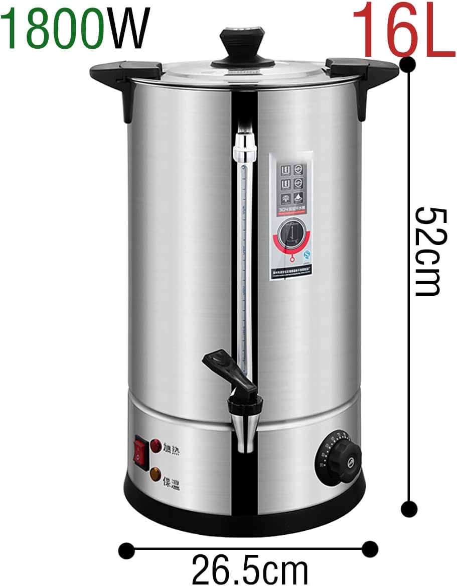 Commercial Catering Boiler, Electric Hot Water Boiler Dispenser, Boiling Water Bucket, 30-110°C Temperature Control Knob, for Brewing/Buffet,16L