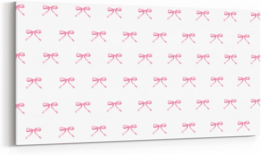 Erosebridal Pink Bow Large Wall Decor 58'x29' Cartoon Bowknot Butterfly Knot Princess Bathroom Wall Art | Dreamy Watercolor Bow Tie Artwork Posters Ribbons Poster Print